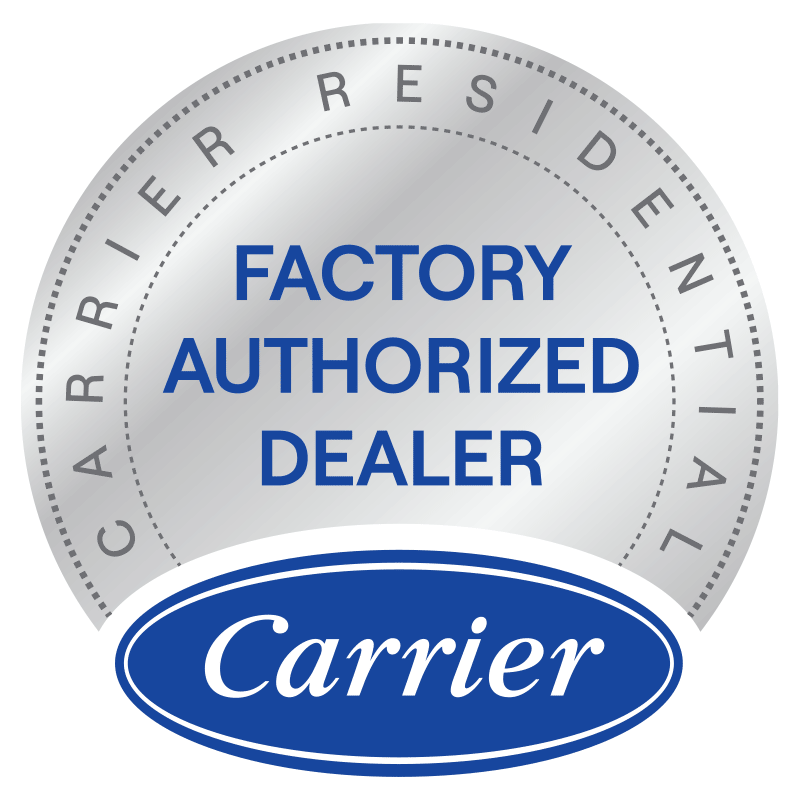 logo that reads Carrier Residential Factory Authorized Dealer