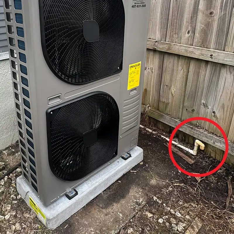 ac drain line at outside unit
