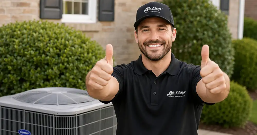 Air Flow Designs tech giving two thumbs up