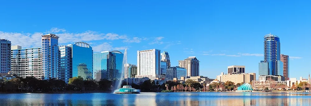 City skyline of downtown Orlando, Florida.