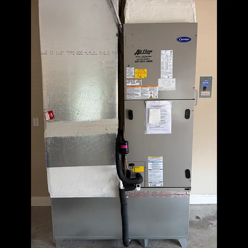 Carrier air handler installation in St. Augustine, Florida on July 31, 2026