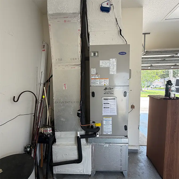 Carrier indoor air handler installed during an AC replacement in Ponte Vedra.
